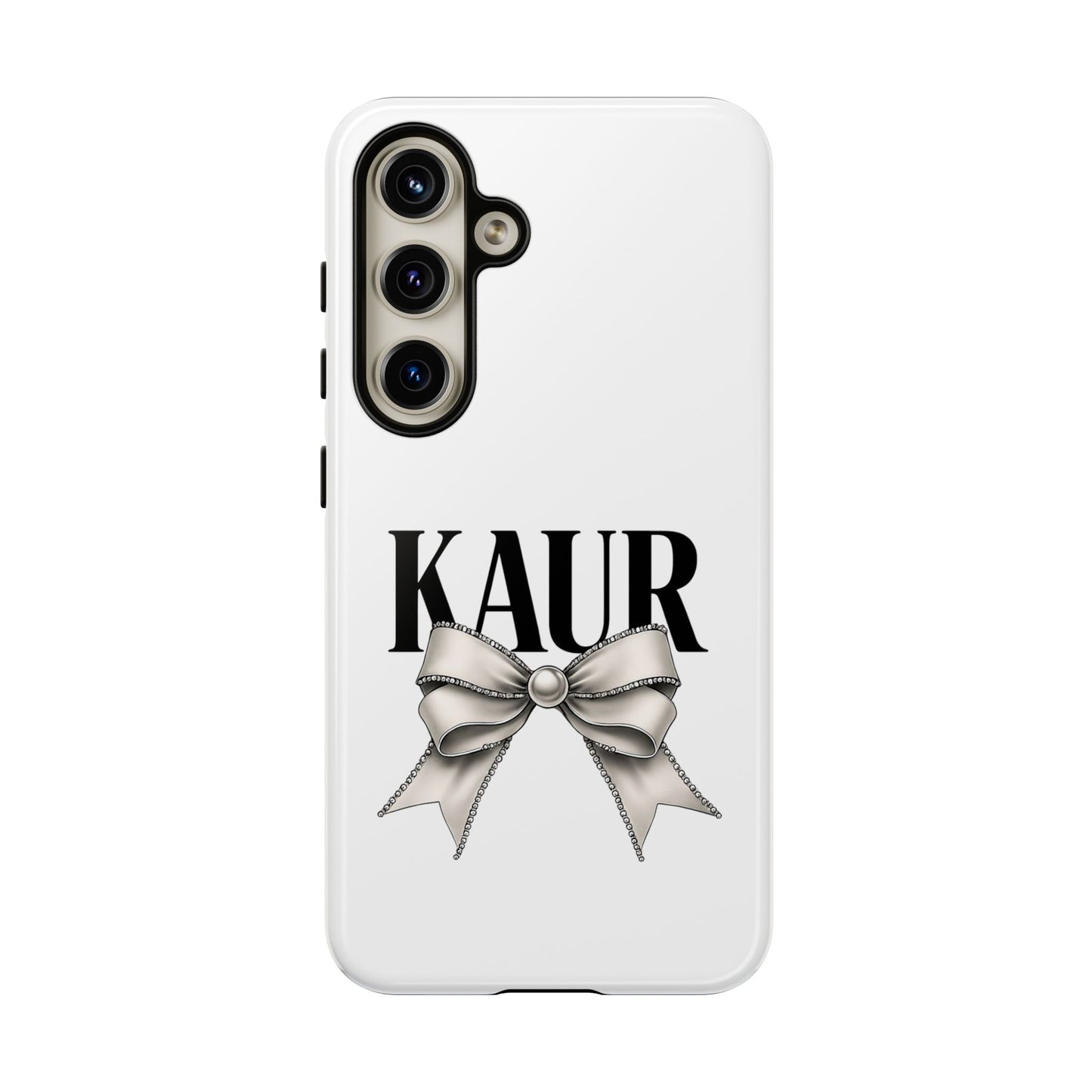Stylish Phone Case with Bow Design, Personalized Gift, Trendy Mobile Accessory, Kaur Phone Cover, Unique Tech Gift