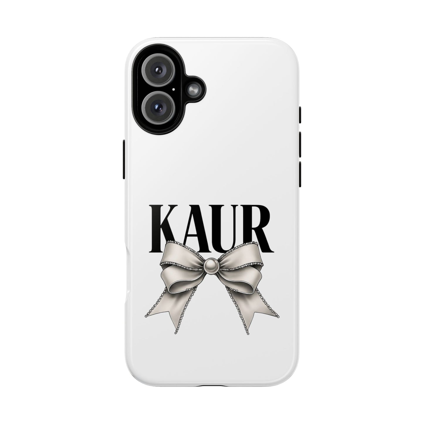 Stylish Phone Case with Bow Design, Personalized Gift, Trendy Mobile Accessory, Kaur Phone Cover, Unique Tech Gift