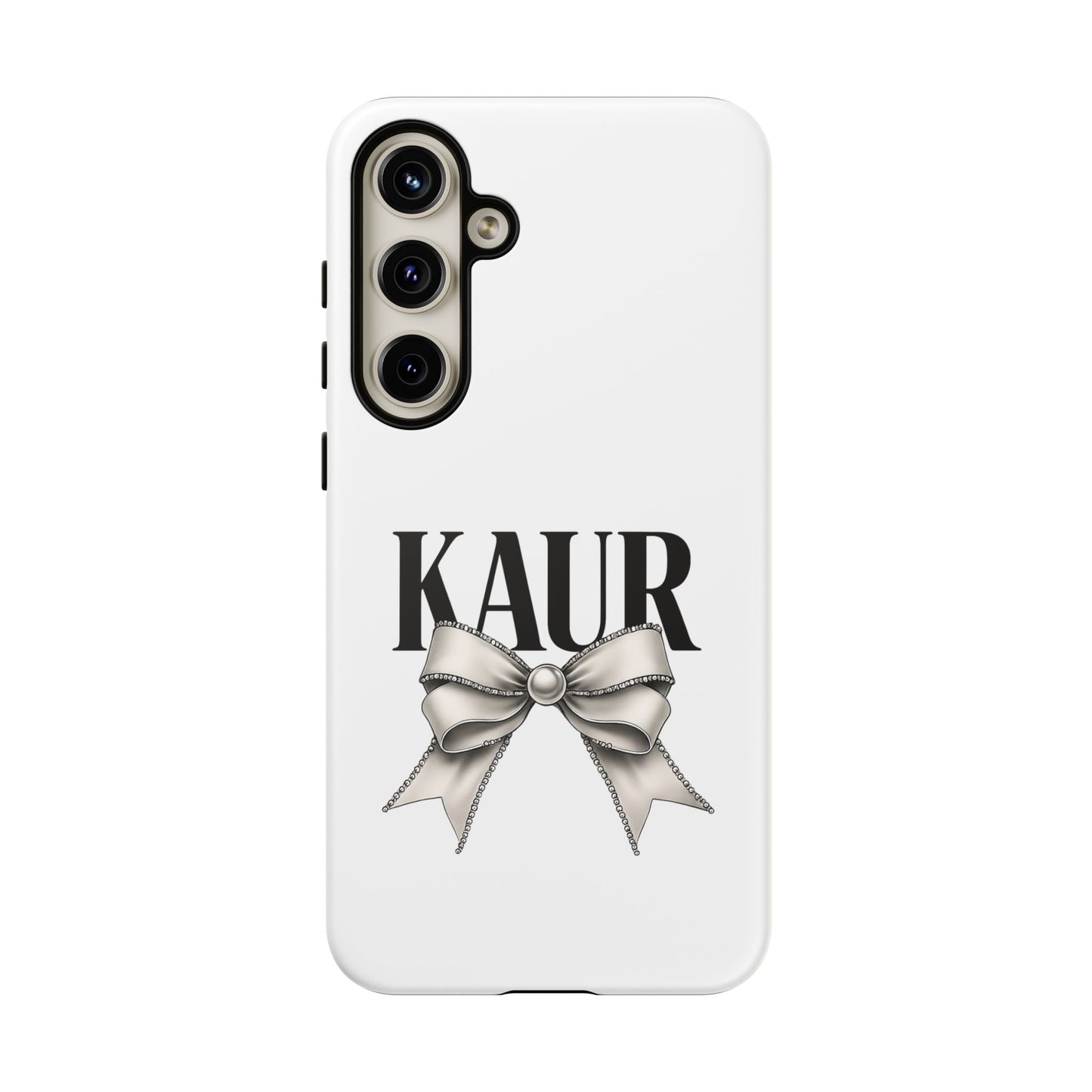 Stylish Phone Case with Bow Design, Personalized Gift, Trendy Mobile Accessory, Kaur Phone Cover, Unique Tech Gift