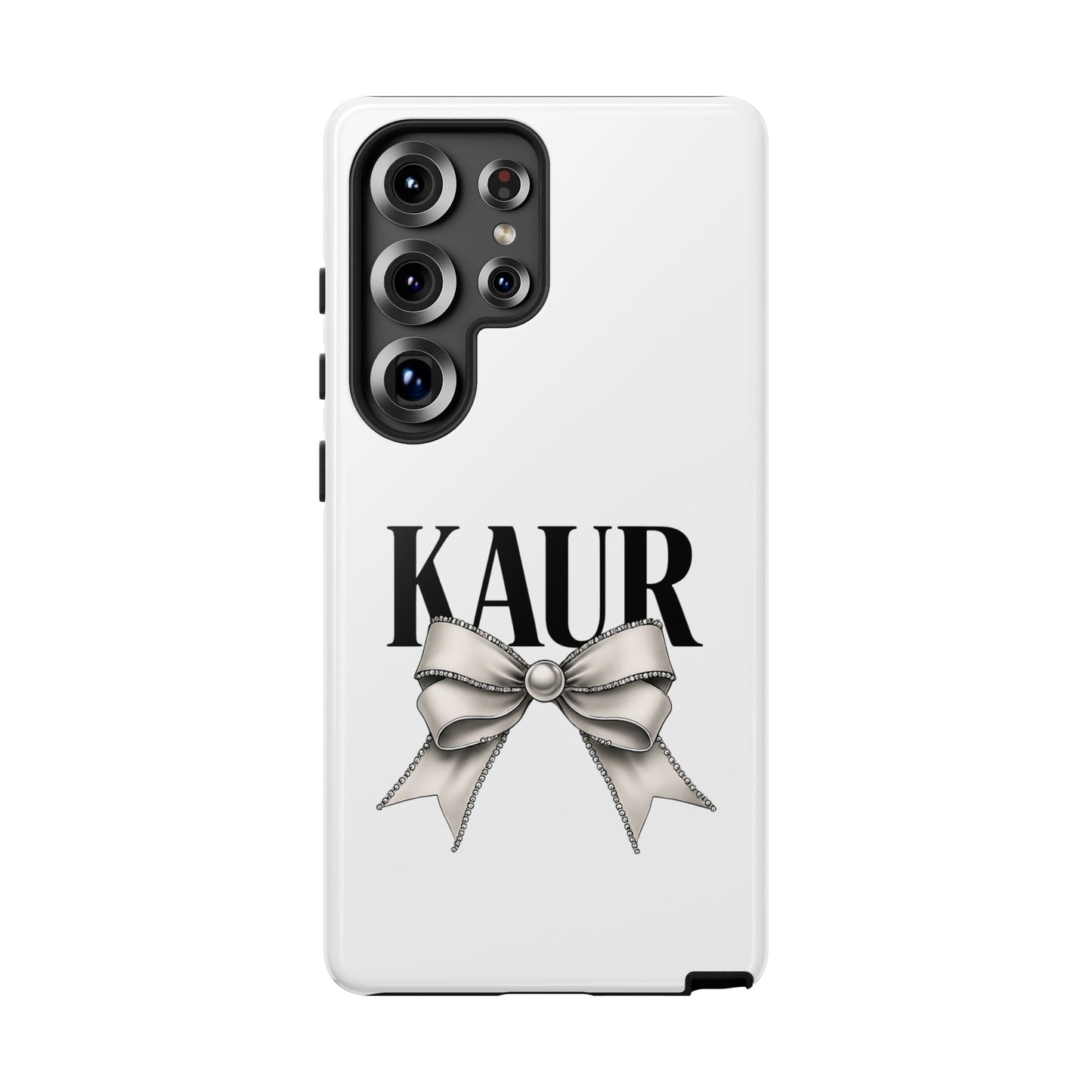 Stylish Phone Case with Bow Design, Personalized Gift, Trendy Mobile Accessory, Kaur Phone Cover, Unique Tech Gift