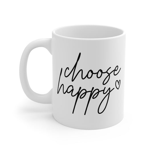 Choose Happy Ceramic Mug, Inspirational Coffee Cup, Motivational Drinkware, Gift for Friends, Positive Vibes Mug