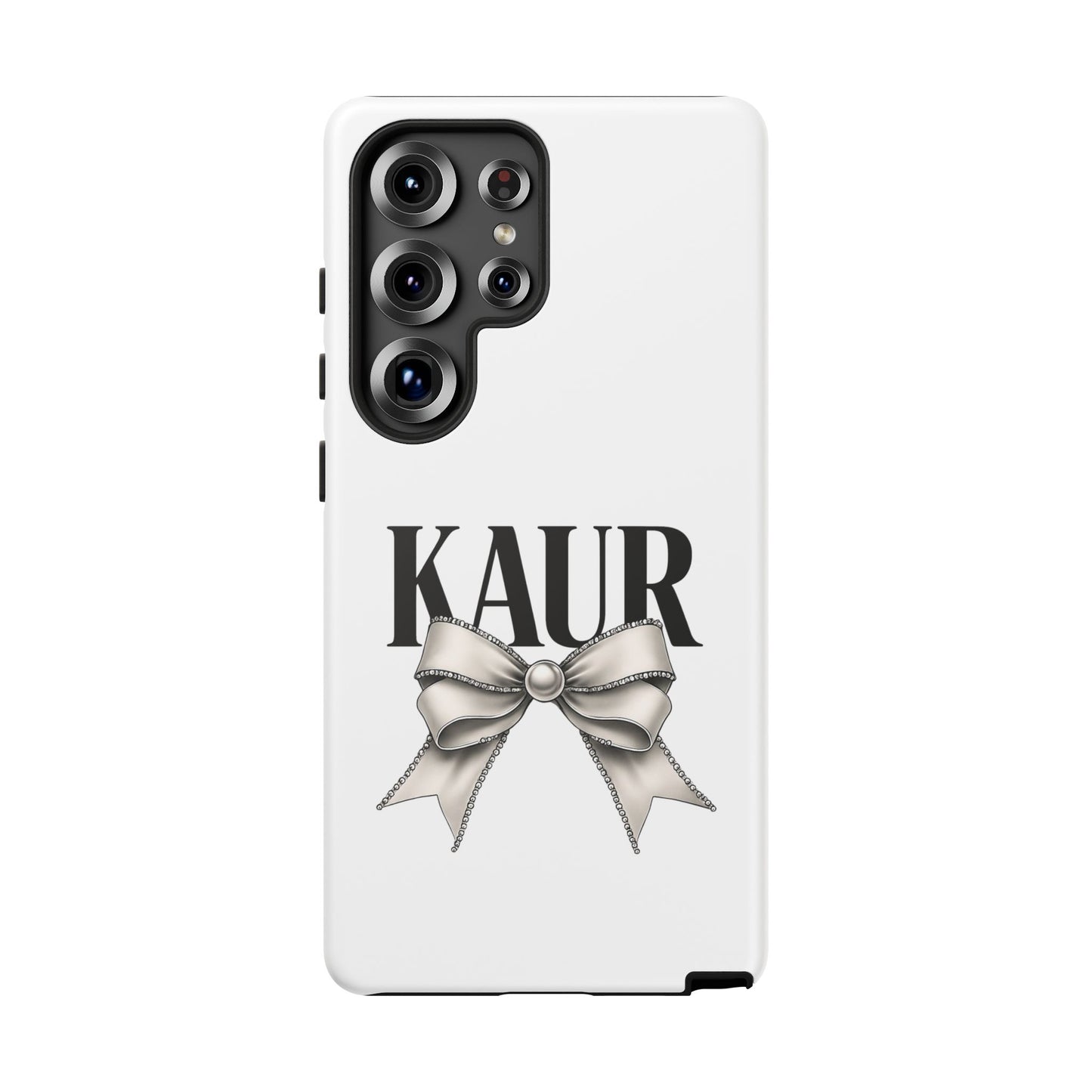 Stylish Phone Case with Bow Design, Personalized Gift, Trendy Mobile Accessory, Kaur Phone Cover, Unique Tech Gift