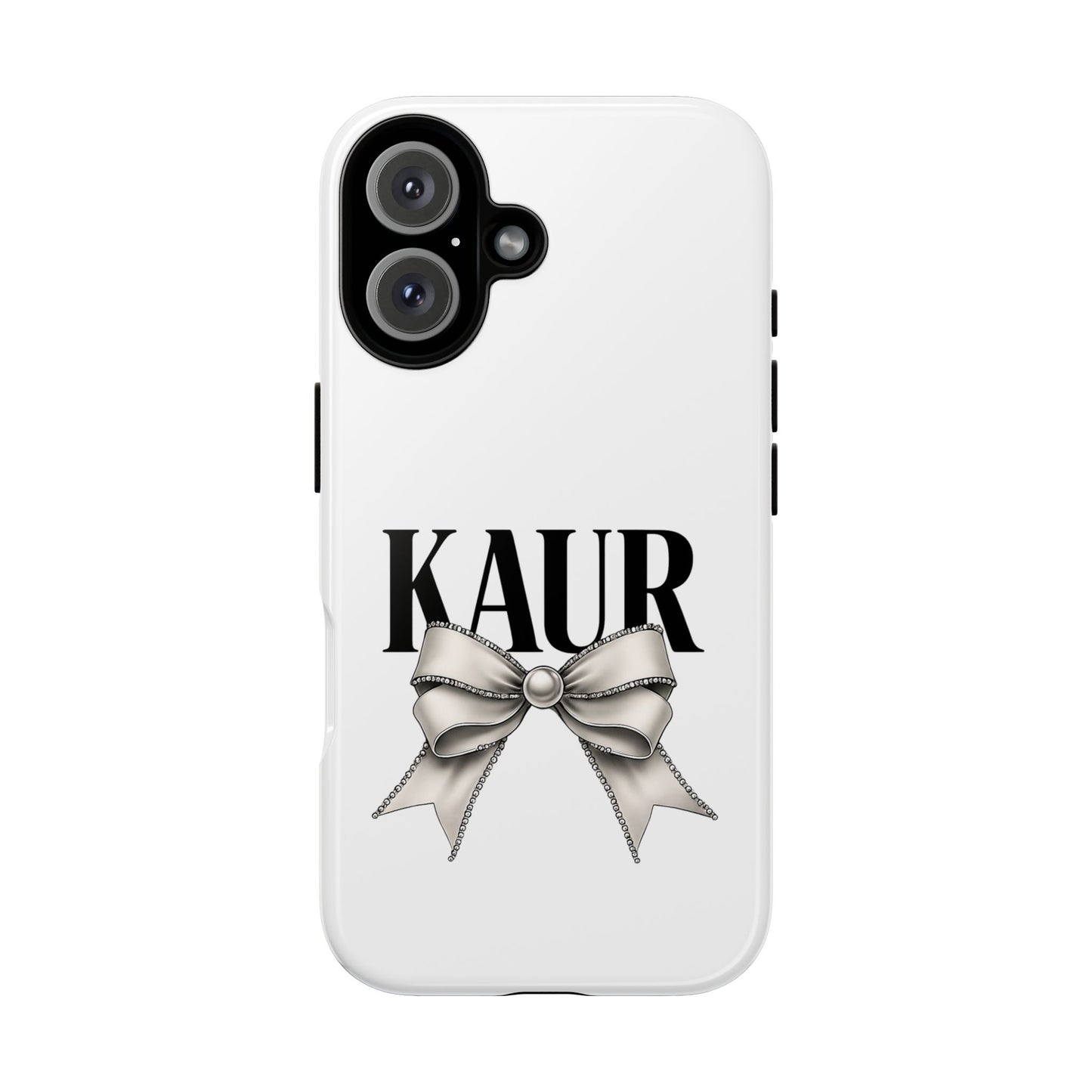 Stylish Phone Case with Bow Design, Personalized Gift, Trendy Mobile Accessory, Kaur Phone Cover, Unique Tech Gift