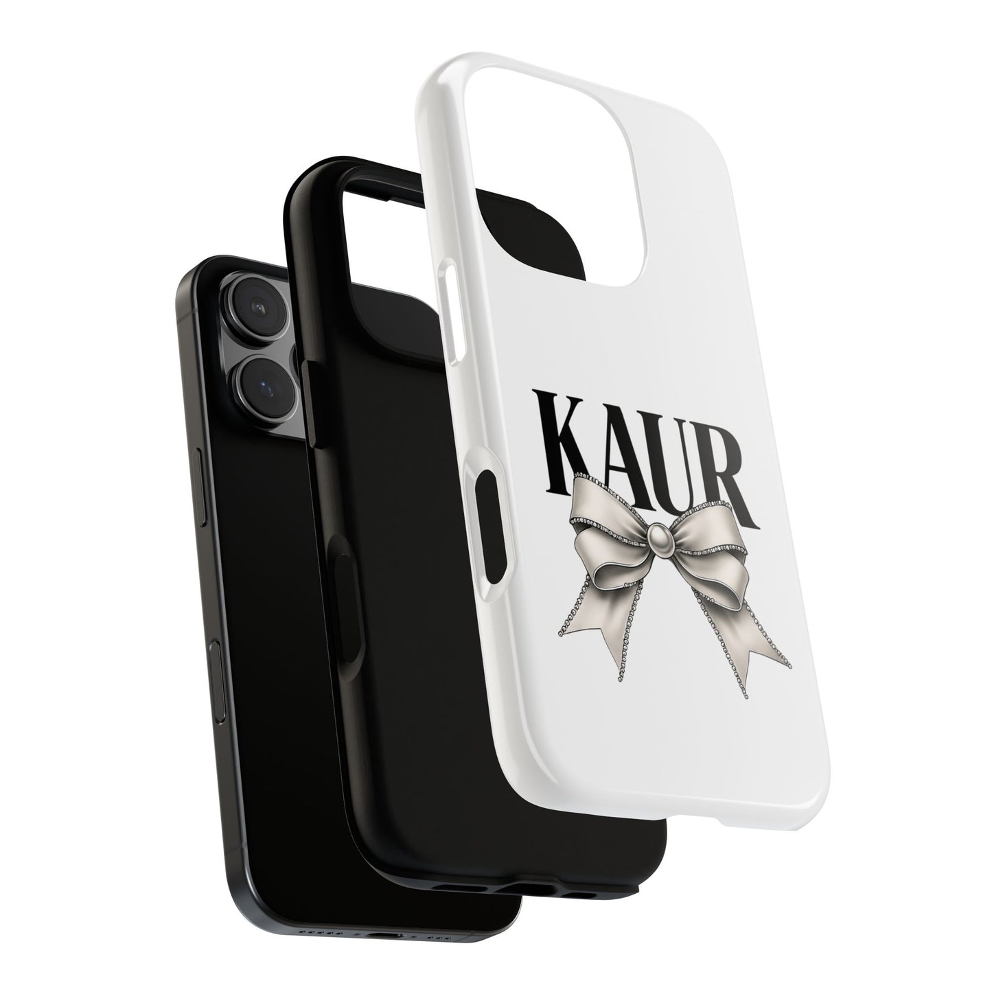 Stylish Phone Case with Bow Design, Personalized Gift, Trendy Mobile Accessory, Kaur Phone Cover, Unique Tech Gift