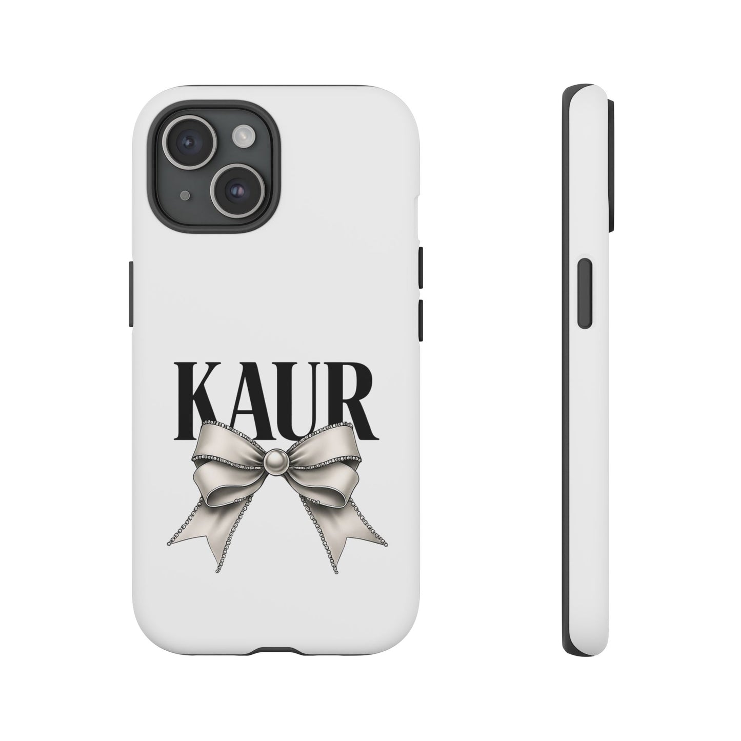 Stylish Phone Case with Bow Design, Personalized Gift, Trendy Mobile Accessory, Kaur Phone Cover, Unique Tech Gift