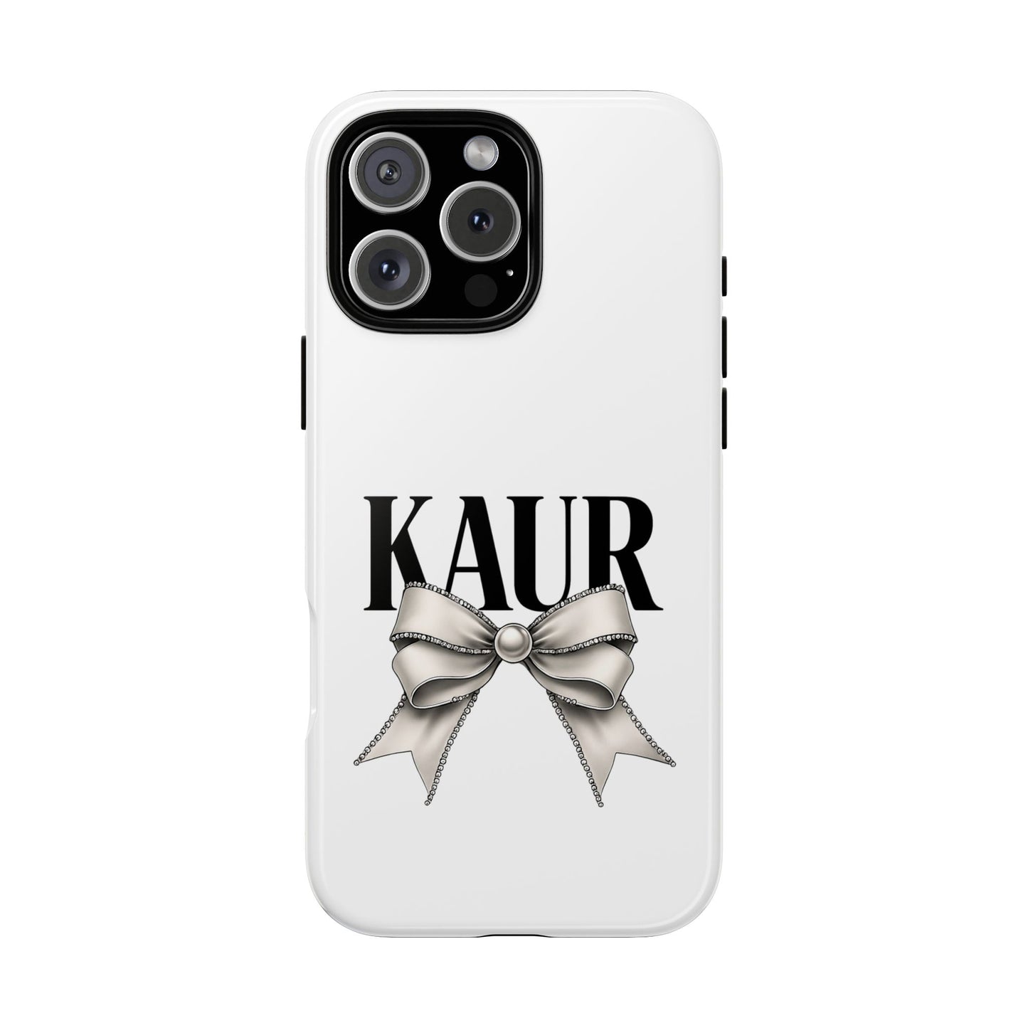 Stylish Phone Case with Bow Design, Personalized Gift, Trendy Mobile Accessory, Kaur Phone Cover, Unique Tech Gift
