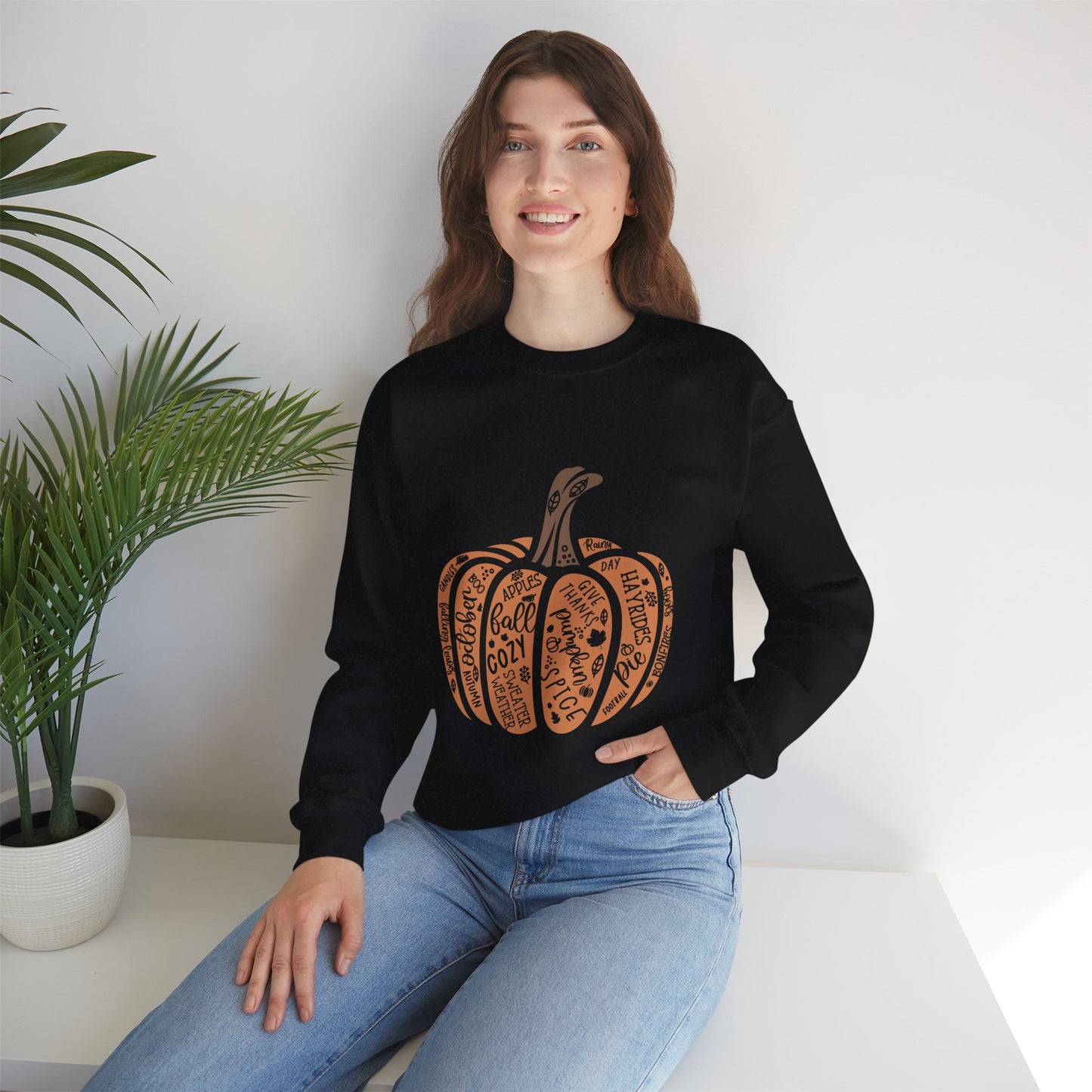 Fall Pumpkin Crewneck Sweatshirt, Cozy Autumn Apparel, Harvest Gift, Pumpkin Spice Lover, Thanksgiving Sweatshirt