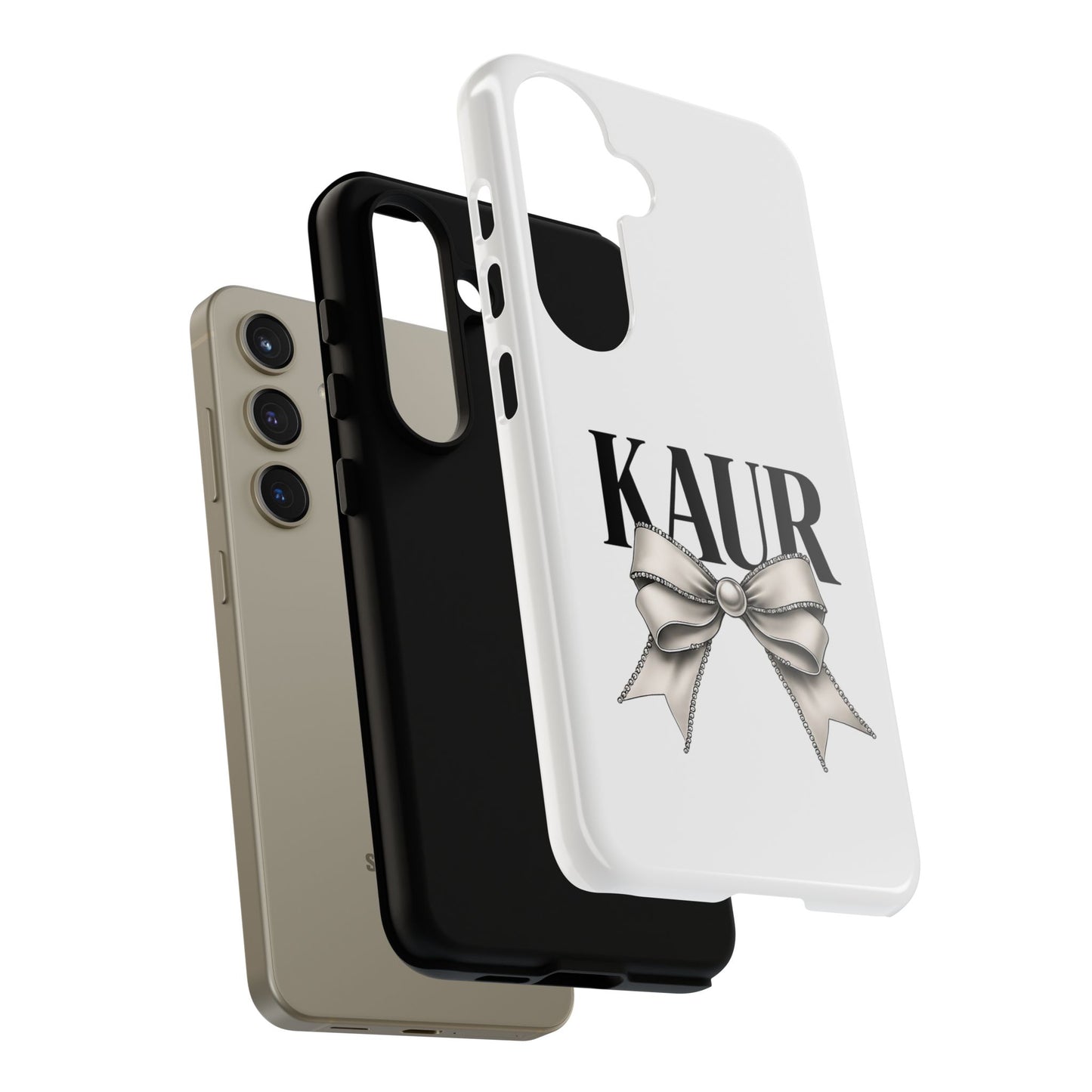 Stylish Phone Case with Bow Design, Personalized Gift, Trendy Mobile Accessory, Kaur Phone Cover, Unique Tech Gift