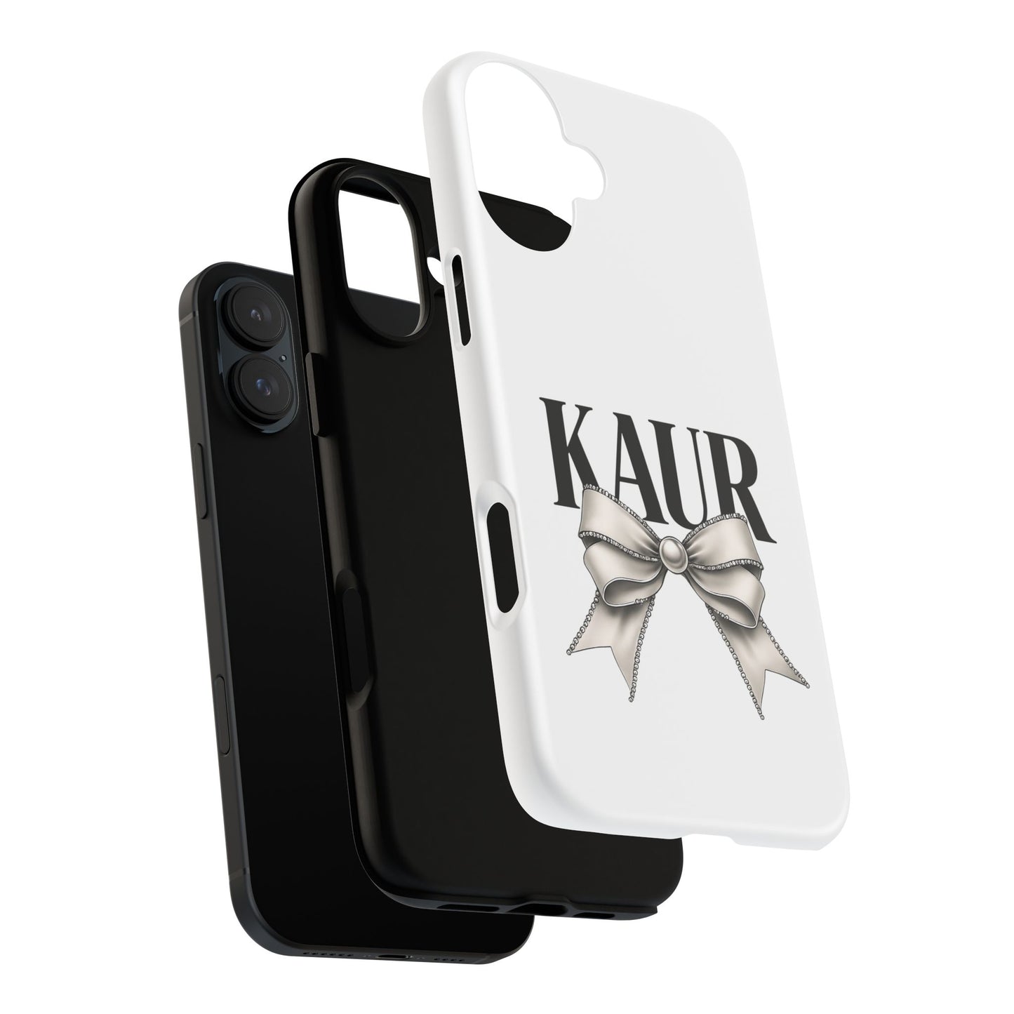 Stylish Phone Case with Bow Design, Personalized Gift, Trendy Mobile Accessory, Kaur Phone Cover, Unique Tech Gift