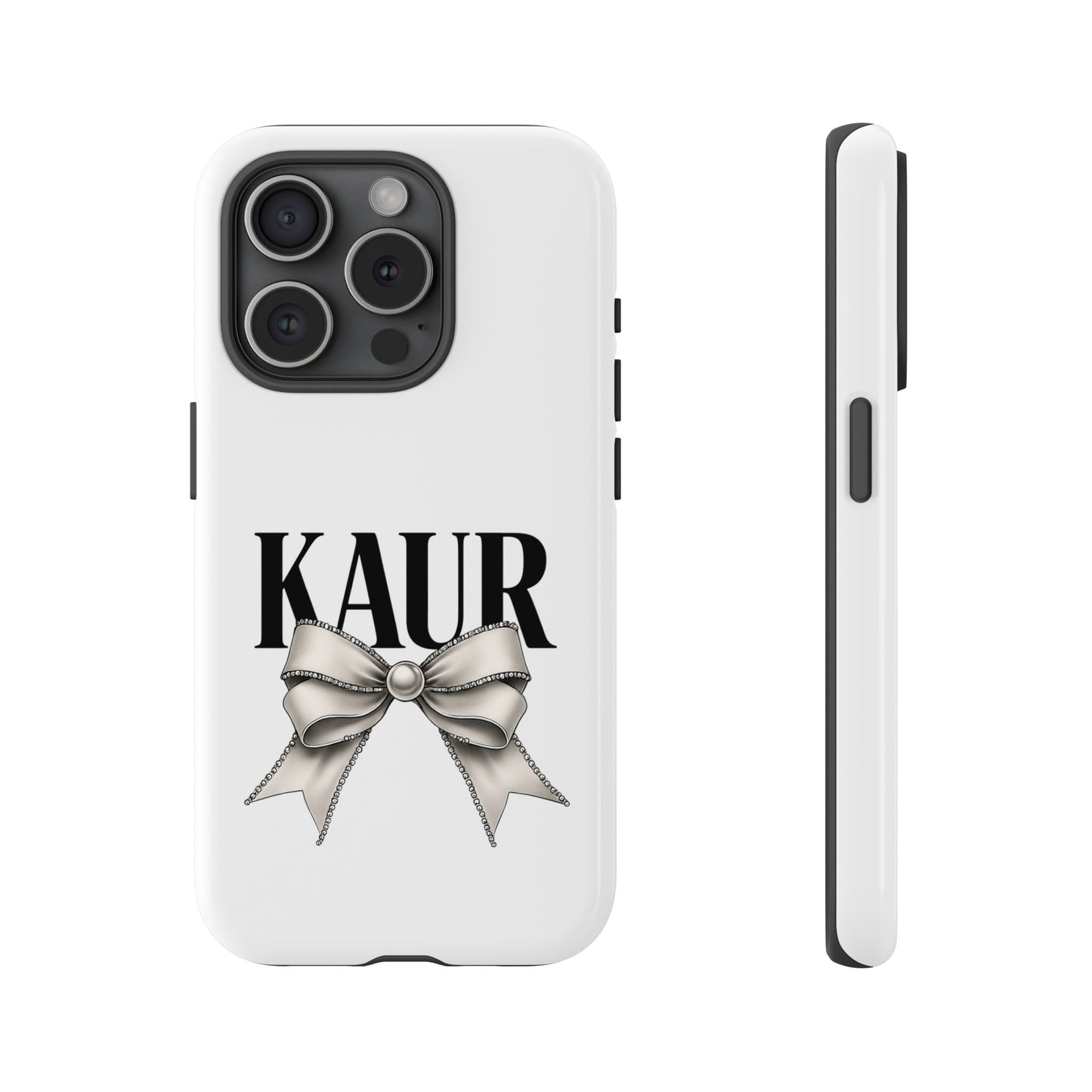 Stylish Phone Case with Bow Design, Personalized Gift, Trendy Mobile Accessory, Kaur Phone Cover, Unique Tech Gift