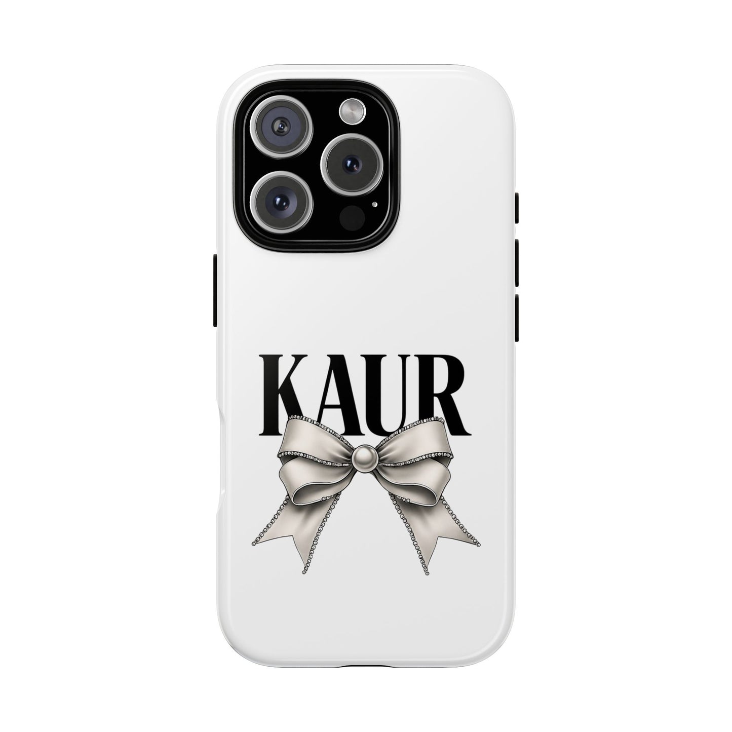 Stylish Phone Case with Bow Design, Personalized Gift, Trendy Mobile Accessory, Kaur Phone Cover, Unique Tech Gift