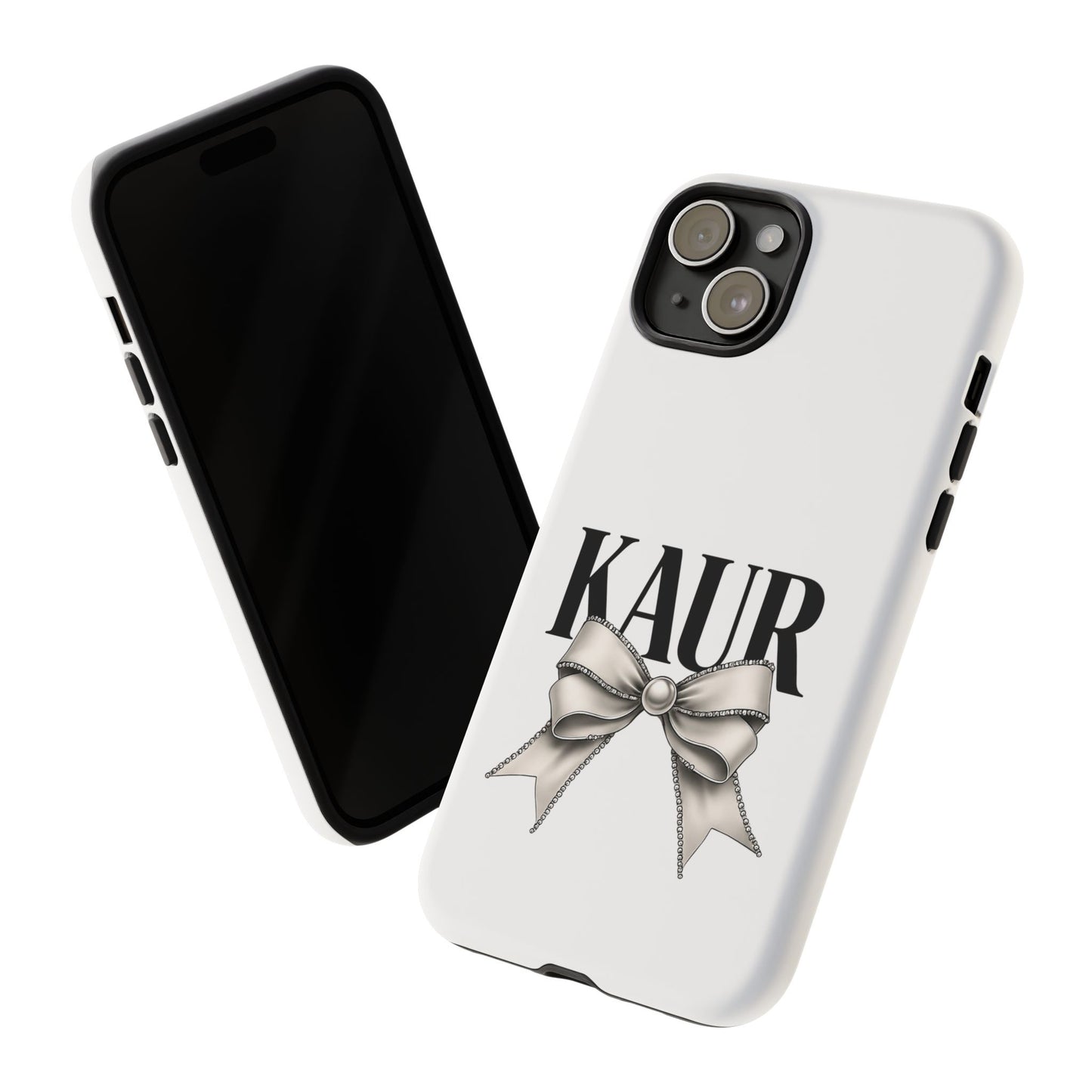 Stylish Phone Case with Bow Design, Personalized Gift, Trendy Mobile Accessory, Kaur Phone Cover, Unique Tech Gift