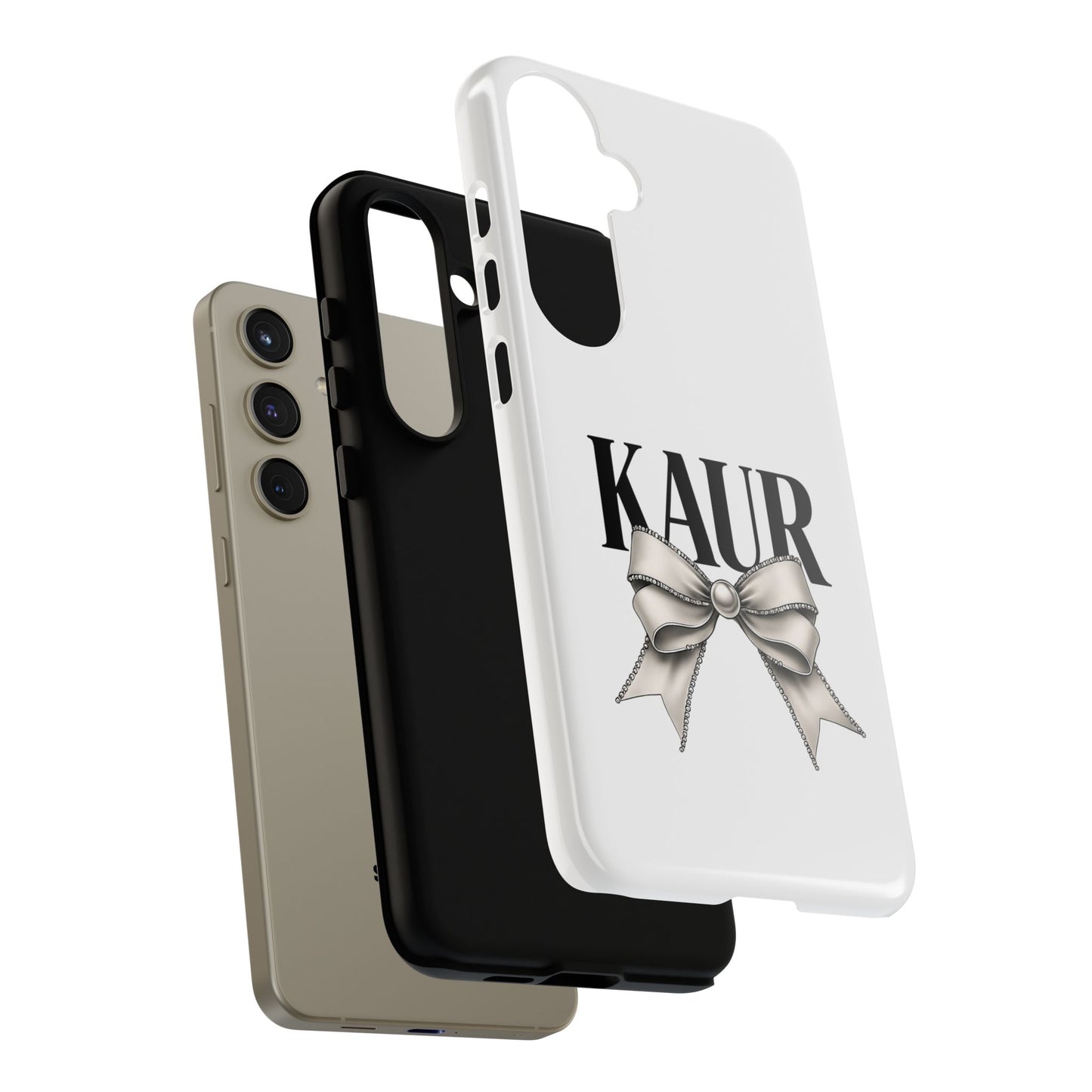 Stylish Phone Case with Bow Design, Personalized Gift, Trendy Mobile Accessory, Kaur Phone Cover, Unique Tech Gift