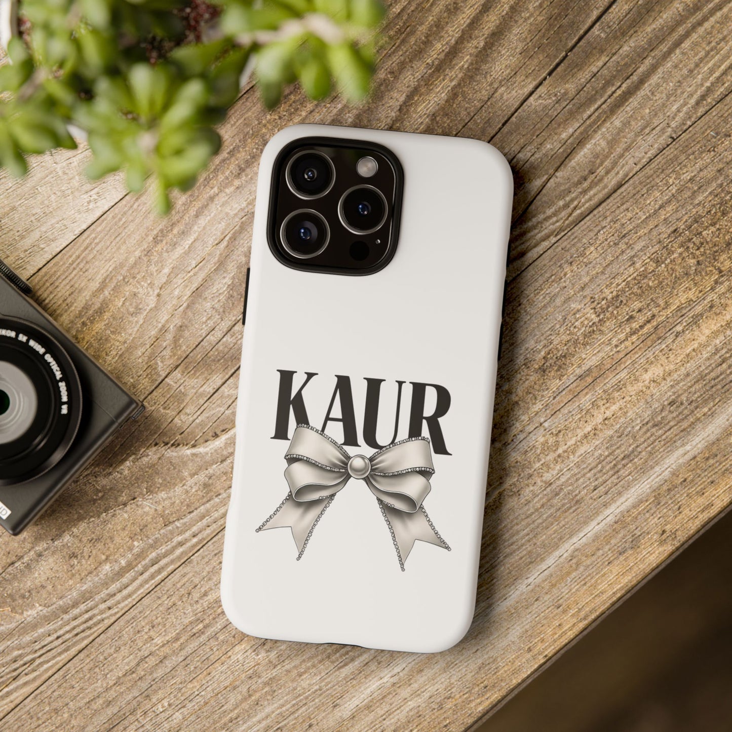 Stylish Phone Case with Bow Design, Personalized Gift, Trendy Mobile Accessory, Kaur Phone Cover, Unique Tech Gift