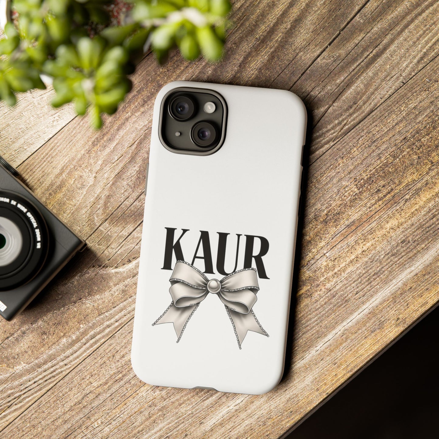 Stylish Phone Case with Bow Design, Personalized Gift, Trendy Mobile Accessory, Kaur Phone Cover, Unique Tech Gift