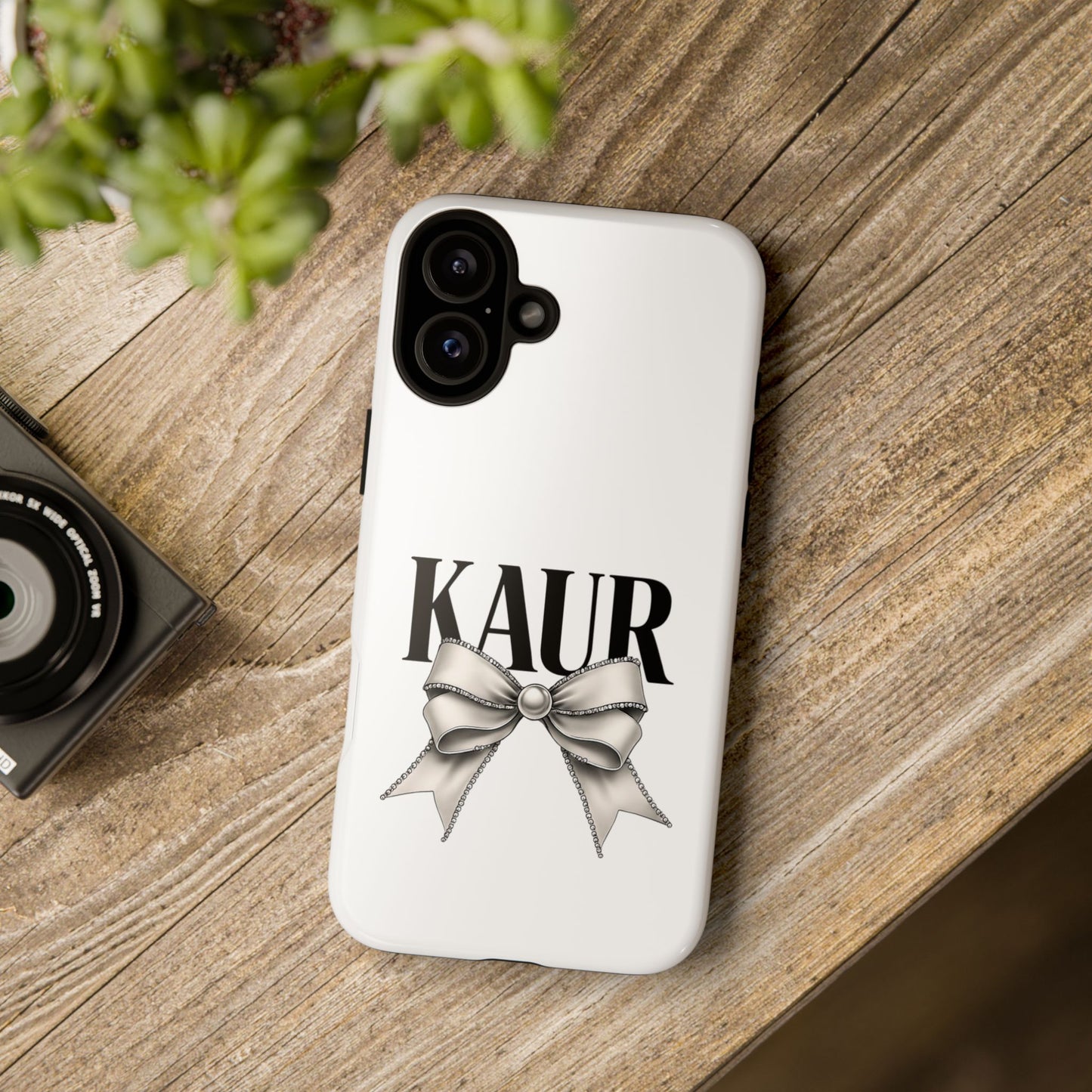 Stylish Phone Case with Bow Design, Personalized Gift, Trendy Mobile Accessory, Kaur Phone Cover, Unique Tech Gift