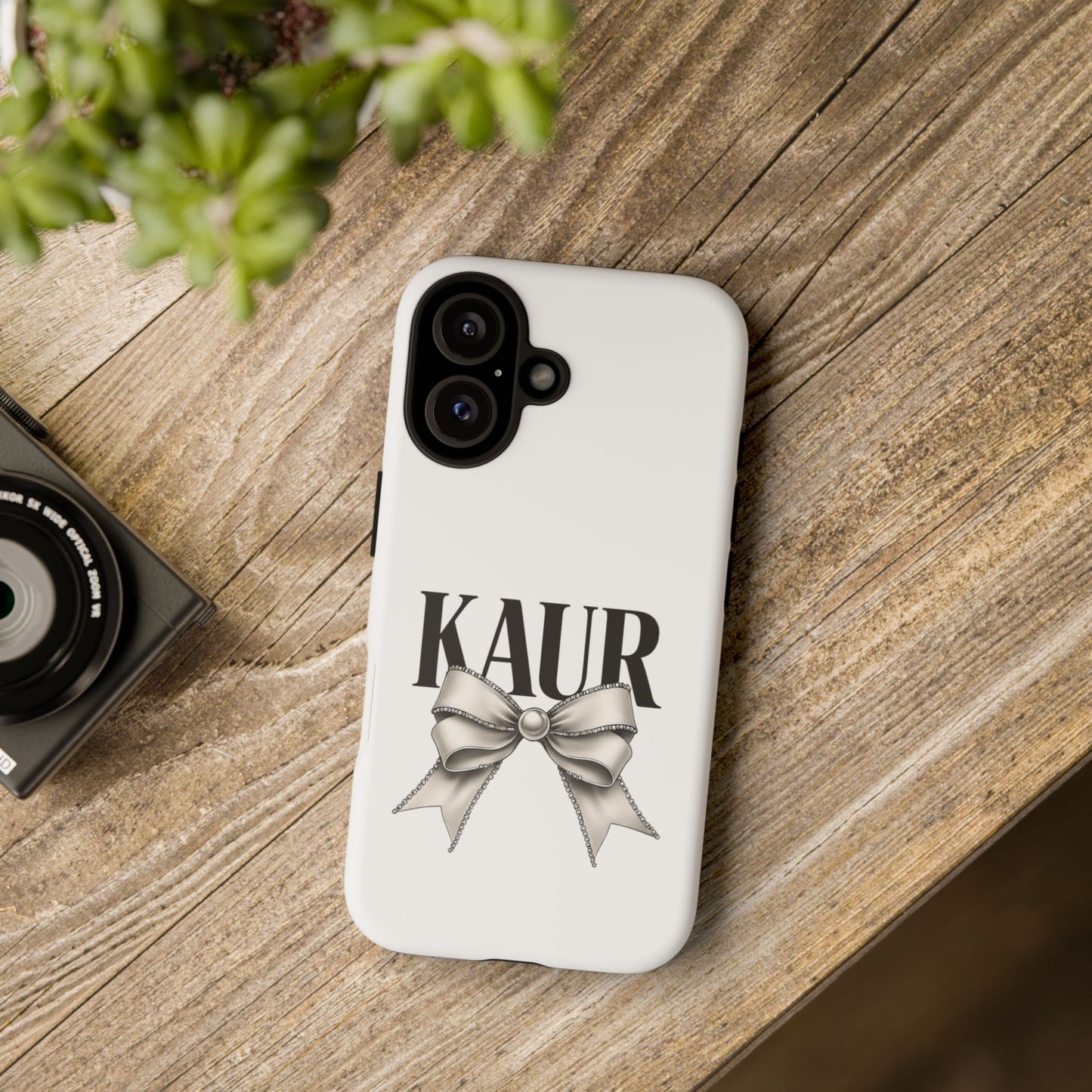 Stylish Phone Case with Bow Design, Personalized Gift, Trendy Mobile Accessory, Kaur Phone Cover, Unique Tech Gift