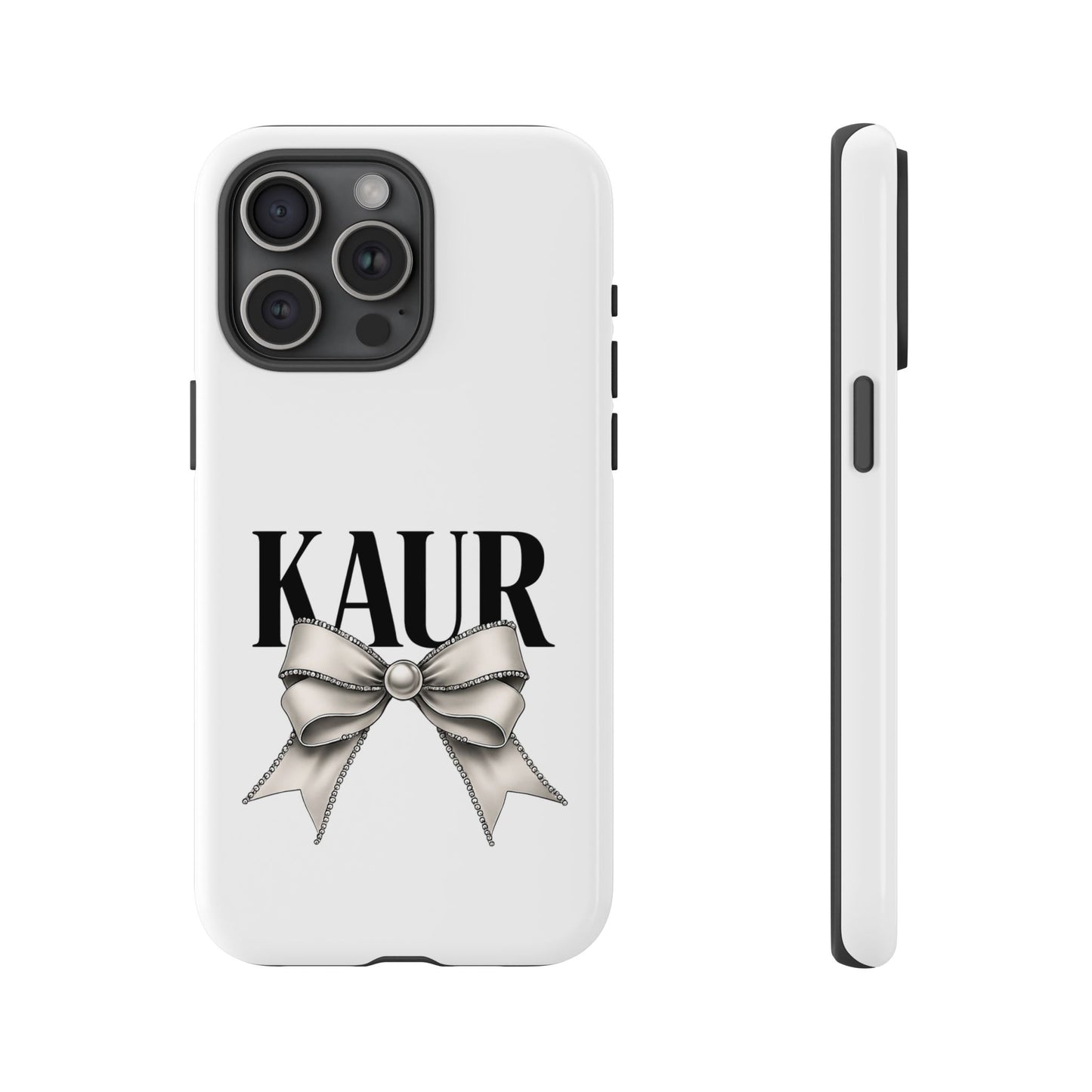 Stylish Phone Case with Bow Design, Personalized Gift, Trendy Mobile Accessory, Kaur Phone Cover, Unique Tech Gift
