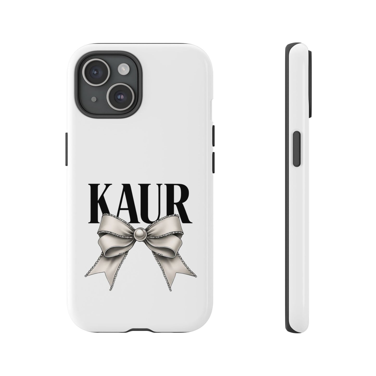 Stylish Phone Case with Bow Design, Personalized Gift, Trendy Mobile Accessory, Kaur Phone Cover, Unique Tech Gift