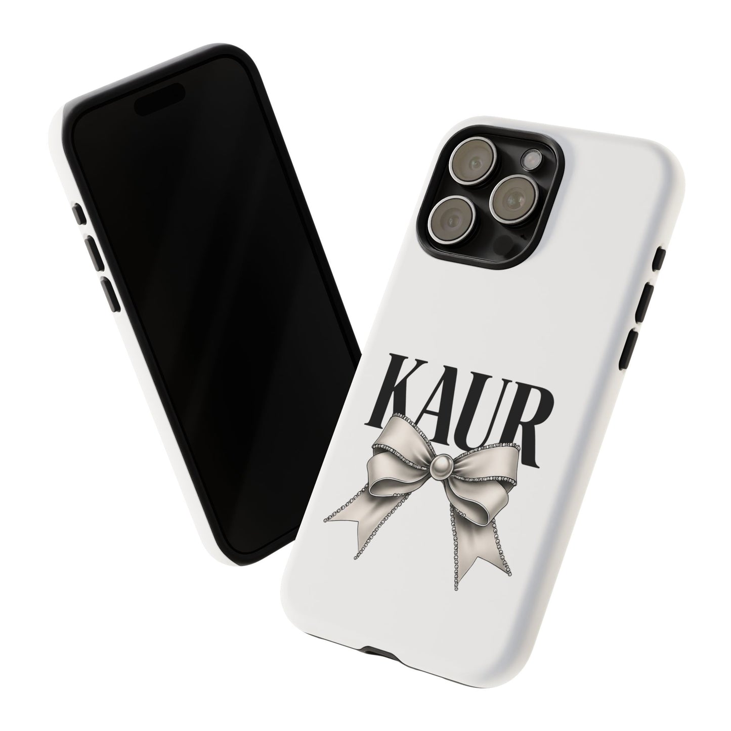 Stylish Phone Case with Bow Design, Personalized Gift, Trendy Mobile Accessory, Kaur Phone Cover, Unique Tech Gift