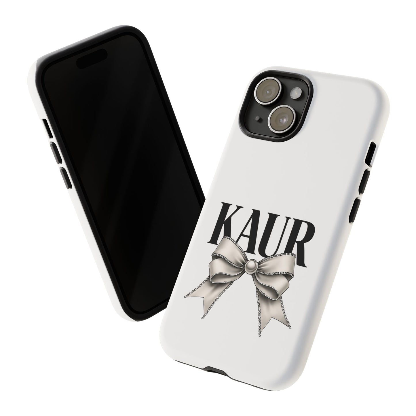 Stylish Phone Case with Bow Design, Personalized Gift, Trendy Mobile Accessory, Kaur Phone Cover, Unique Tech Gift