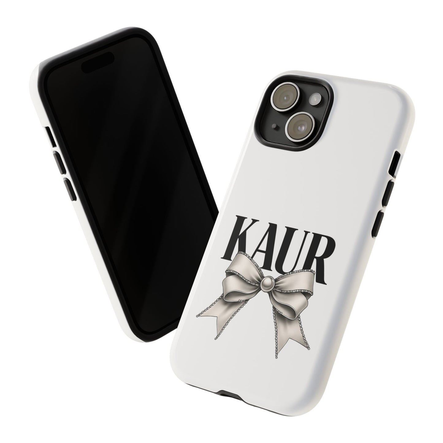 Stylish Phone Case with Bow Design, Personalized Gift, Trendy Mobile Accessory, Kaur Phone Cover, Unique Tech Gift