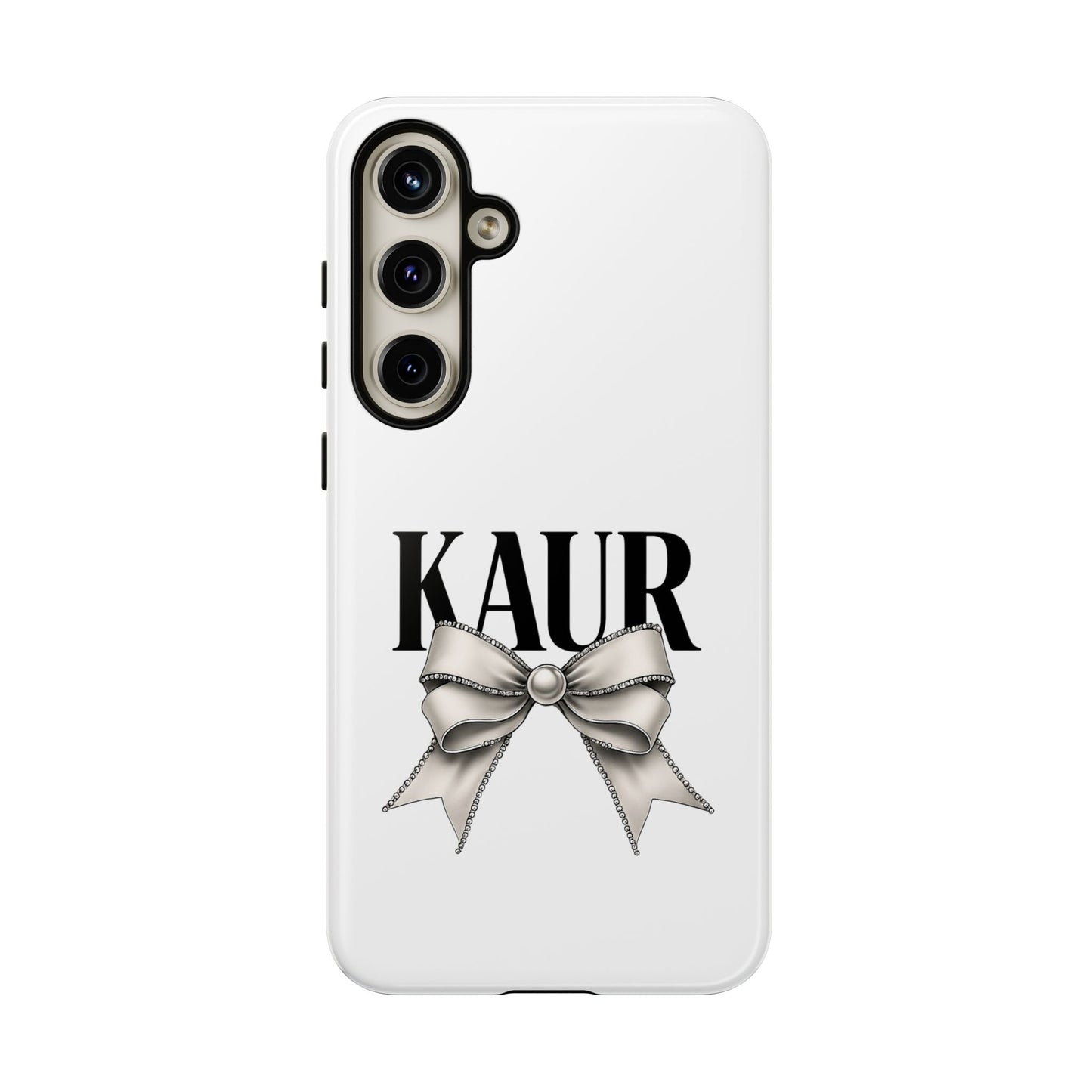 Stylish Phone Case with Bow Design, Personalized Gift, Trendy Mobile Accessory, Kaur Phone Cover, Unique Tech Gift