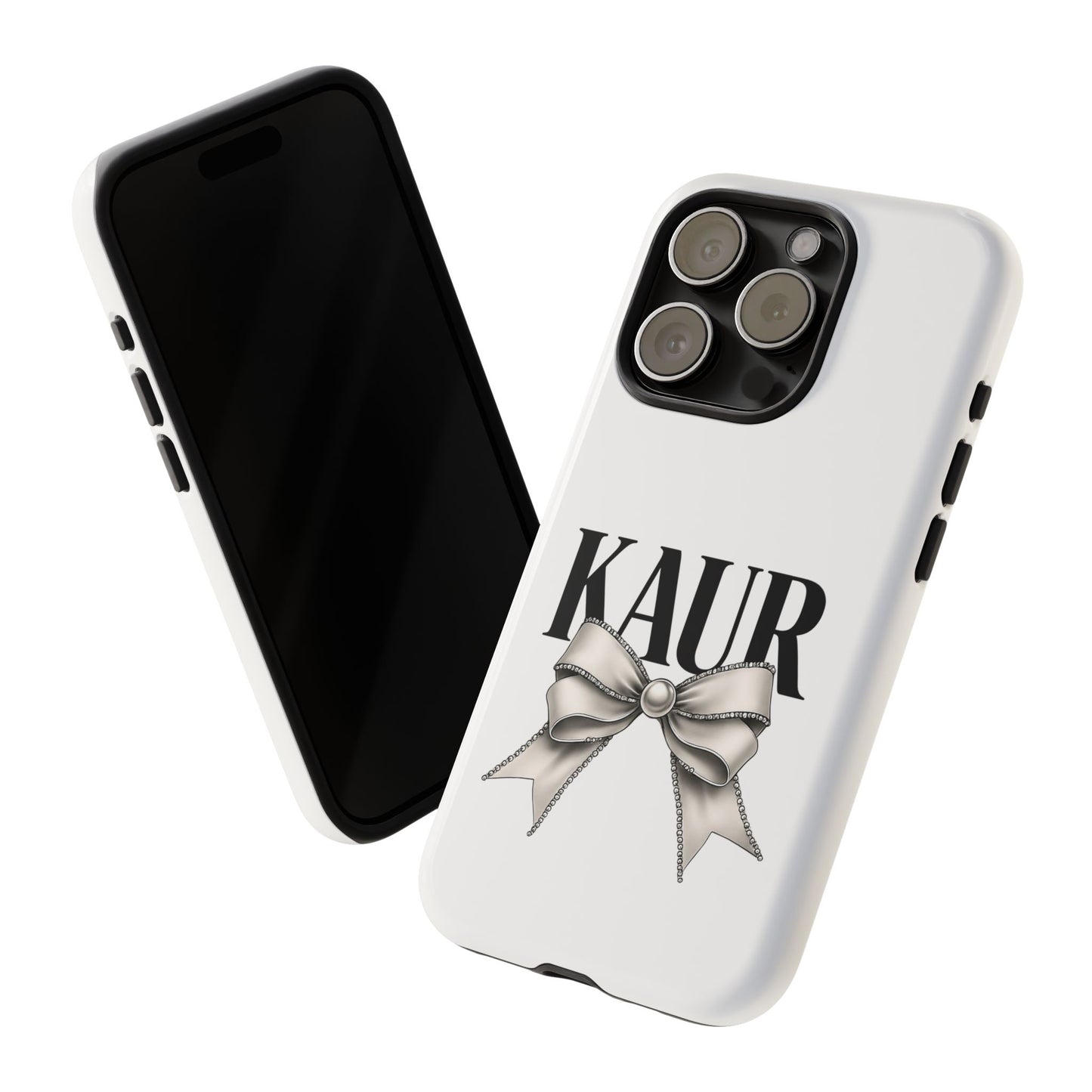 Stylish Phone Case with Bow Design, Personalized Gift, Trendy Mobile Accessory, Kaur Phone Cover, Unique Tech Gift