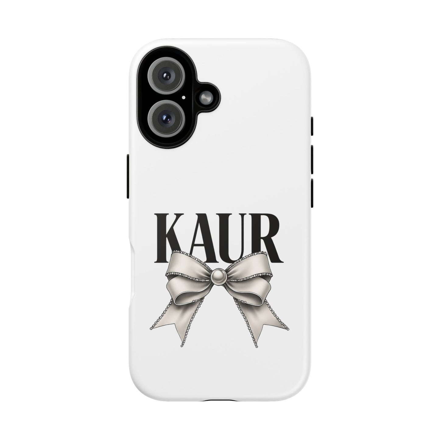 Stylish Phone Case with Bow Design, Personalized Gift, Trendy Mobile Accessory, Kaur Phone Cover, Unique Tech Gift