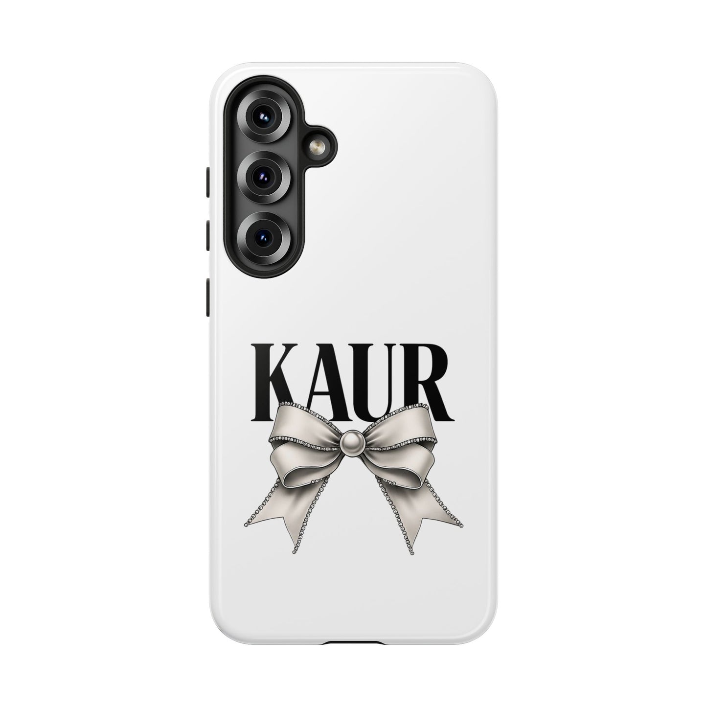 Stylish Phone Case with Bow Design, Personalized Gift, Trendy Mobile Accessory, Kaur Phone Cover, Unique Tech Gift