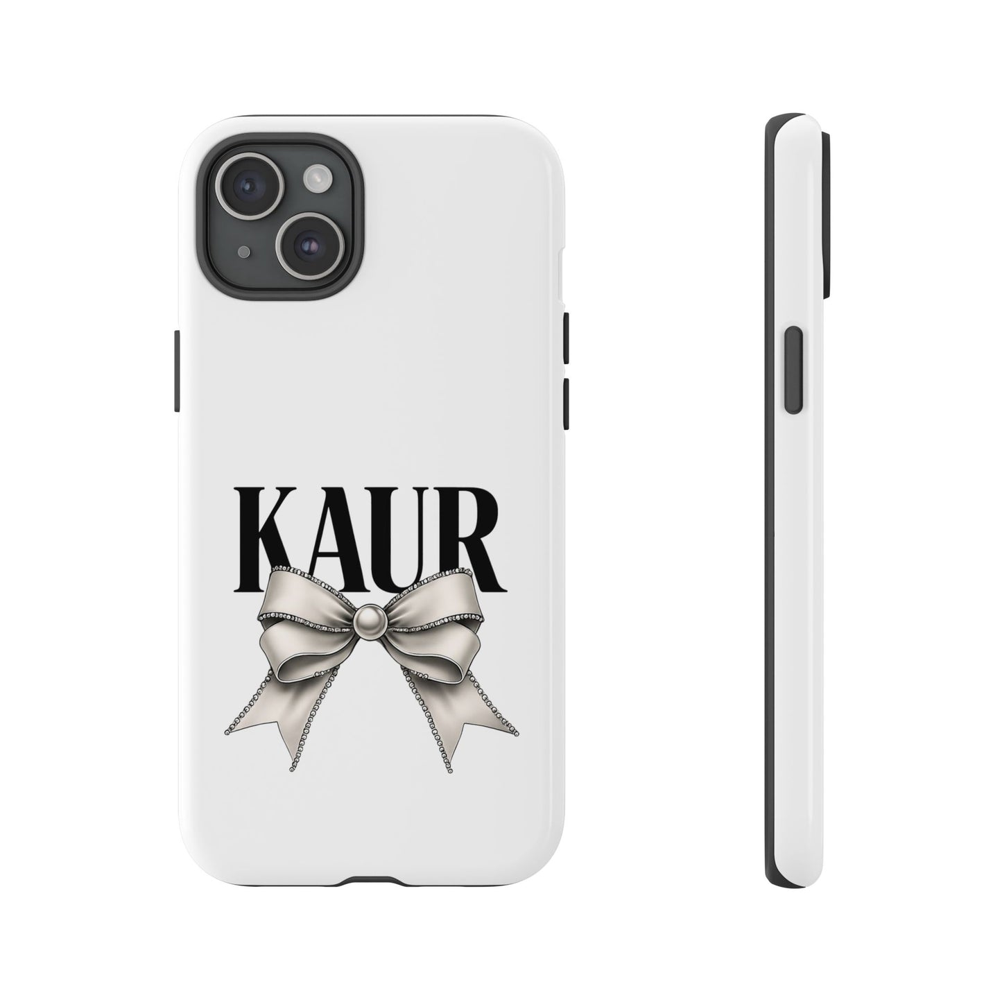 Stylish Phone Case with Bow Design, Personalized Gift, Trendy Mobile Accessory, Kaur Phone Cover, Unique Tech Gift