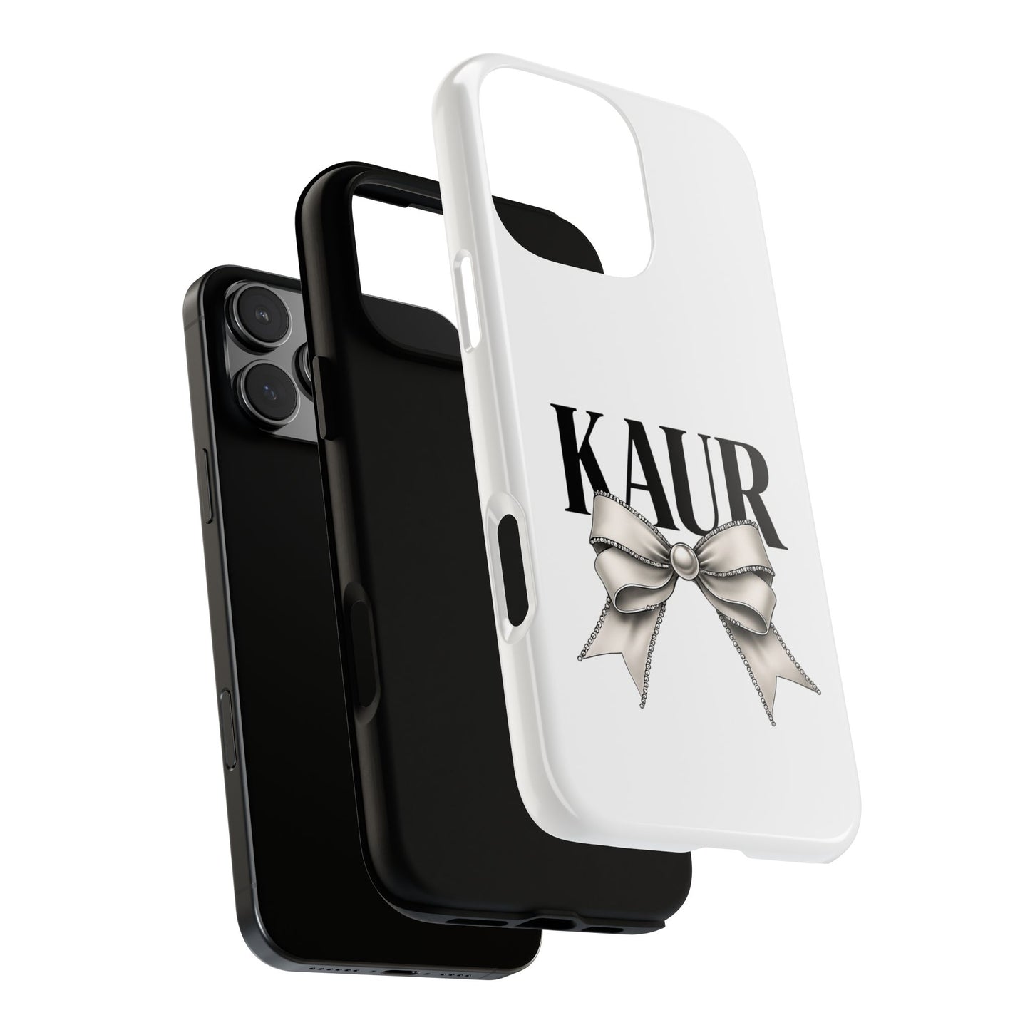 Stylish Phone Case with Bow Design, Personalized Gift, Trendy Mobile Accessory, Kaur Phone Cover, Unique Tech Gift