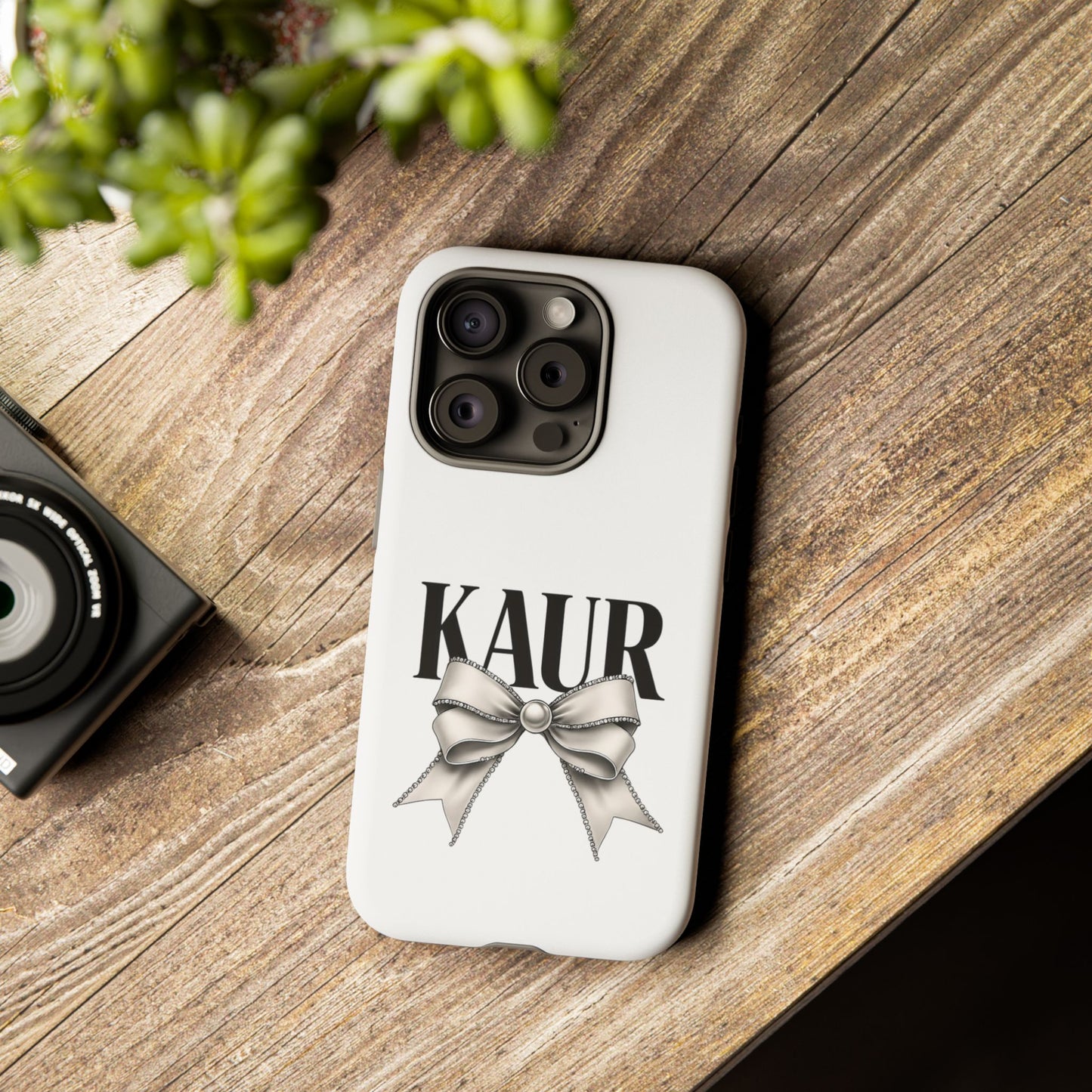 Stylish Phone Case with Bow Design, Personalized Gift, Trendy Mobile Accessory, Kaur Phone Cover, Unique Tech Gift