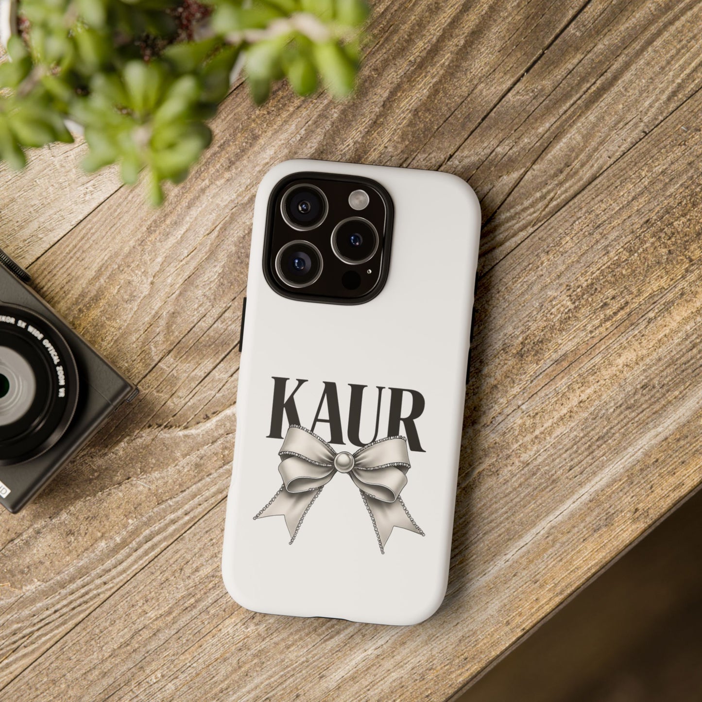 Stylish Phone Case with Bow Design, Personalized Gift, Trendy Mobile Accessory, Kaur Phone Cover, Unique Tech Gift