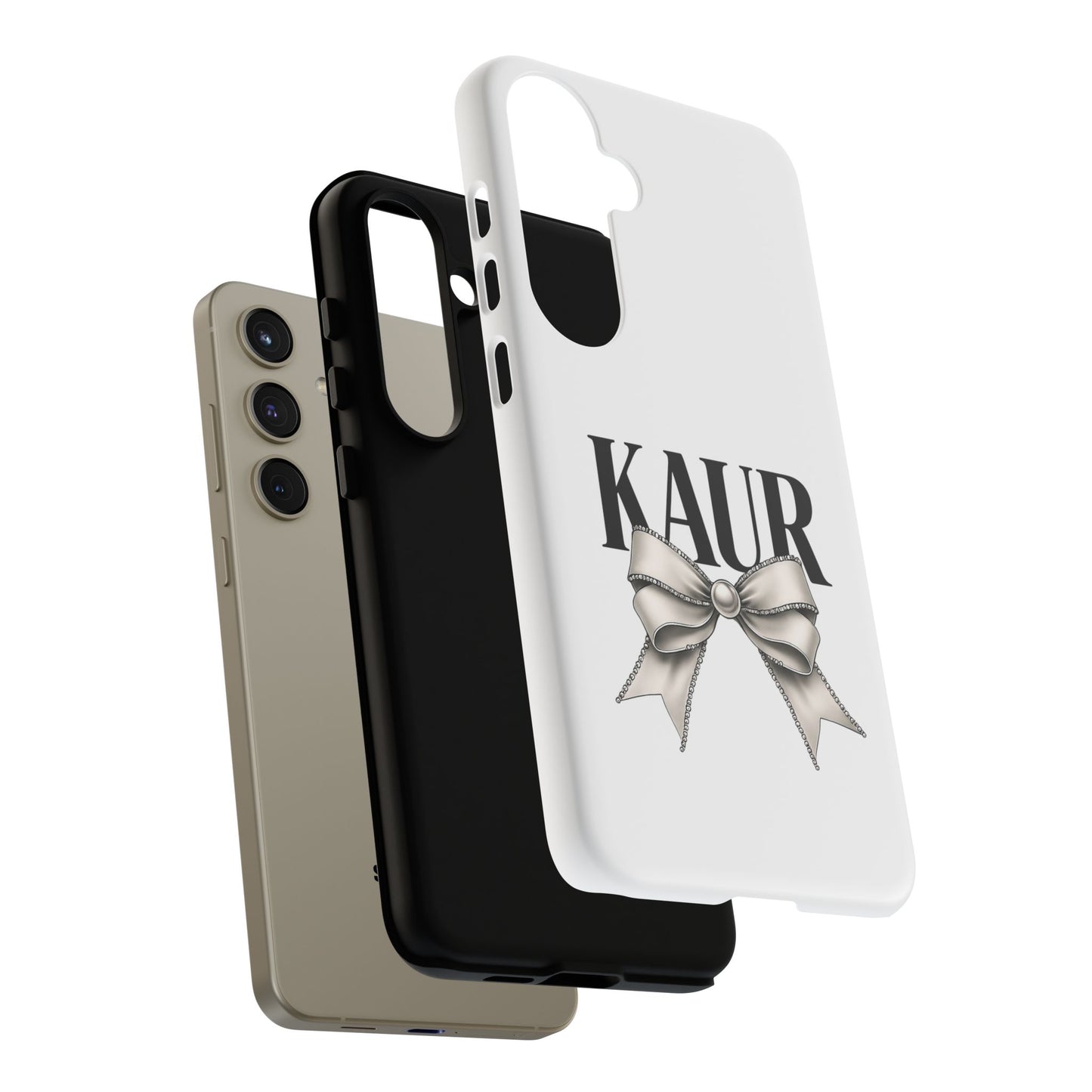 Stylish Phone Case with Bow Design, Personalized Gift, Trendy Mobile Accessory, Kaur Phone Cover, Unique Tech Gift