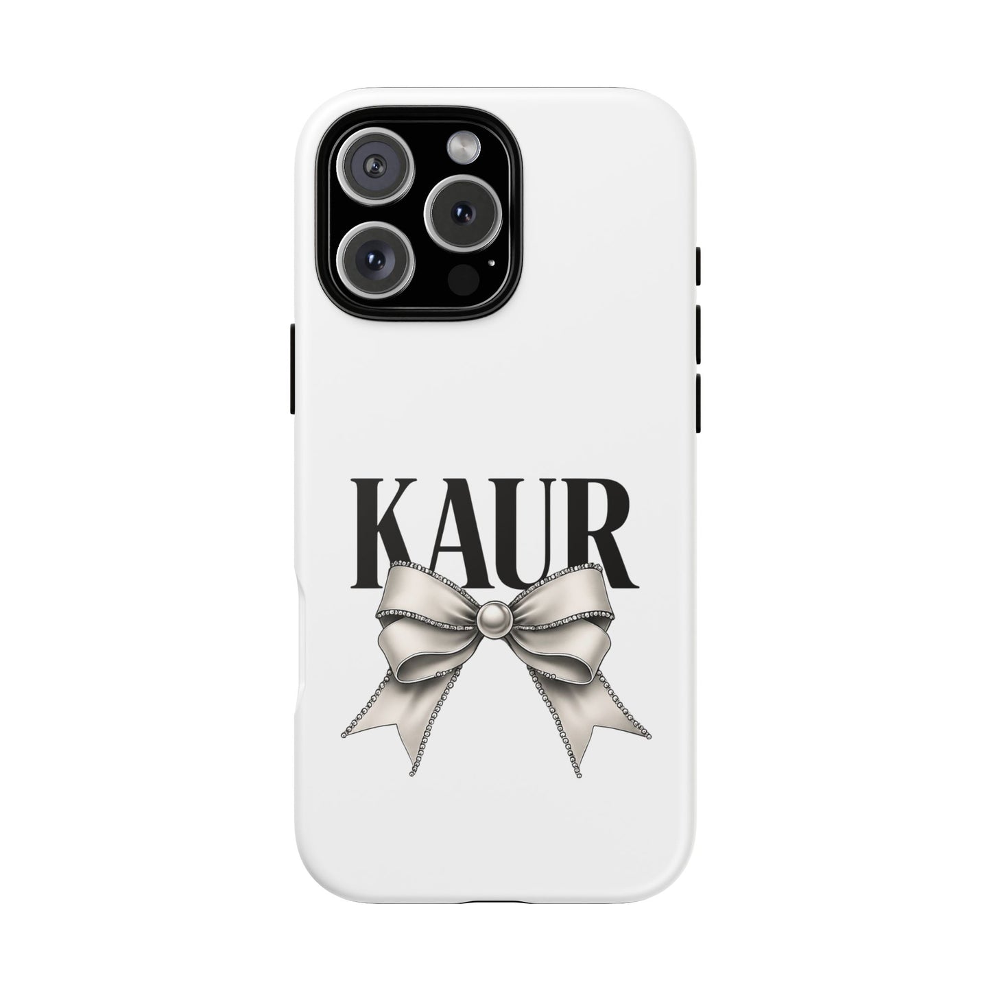 Stylish Phone Case with Bow Design, Personalized Gift, Trendy Mobile Accessory, Kaur Phone Cover, Unique Tech Gift