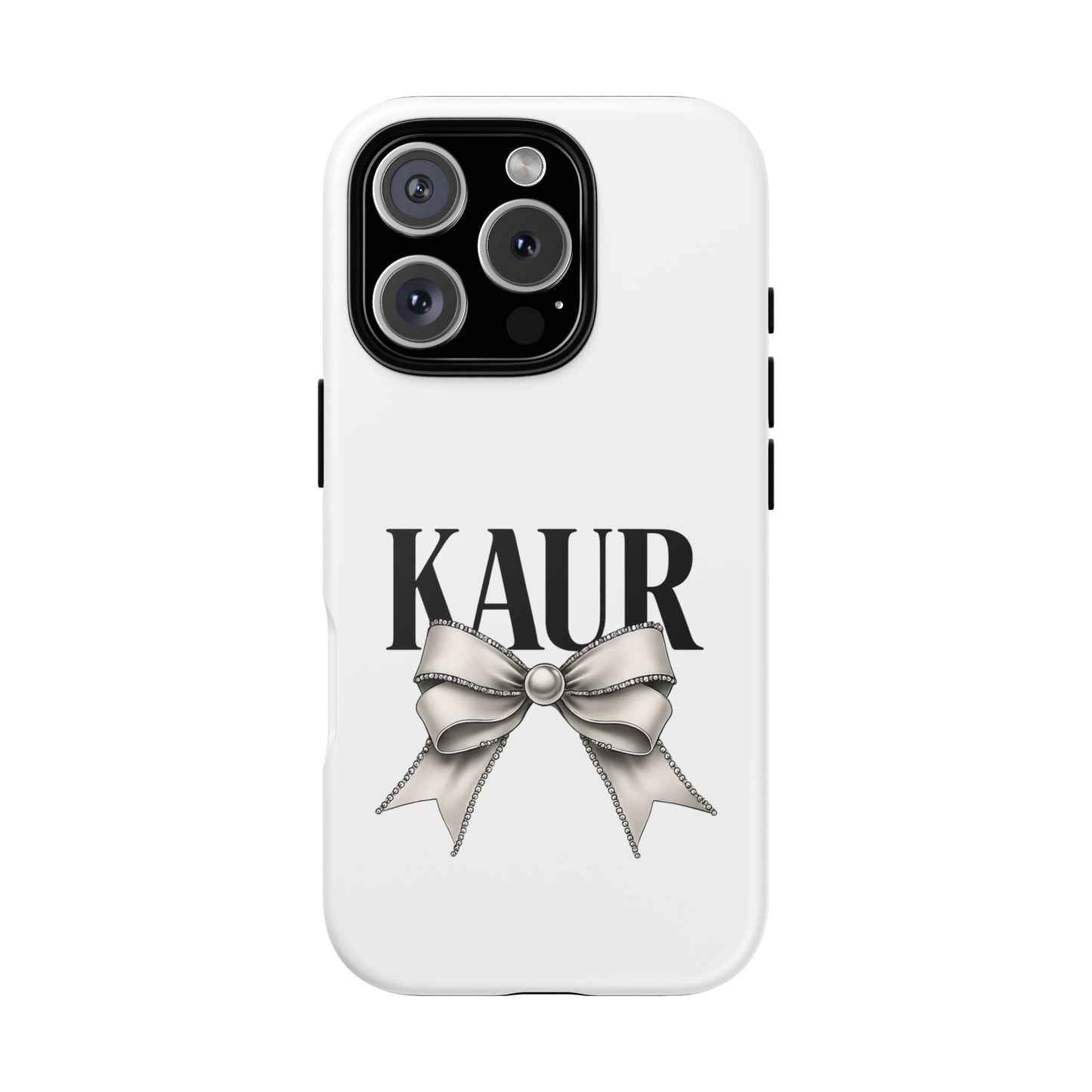 Stylish Phone Case with Bow Design, Personalized Gift, Trendy Mobile Accessory, Kaur Phone Cover, Unique Tech Gift