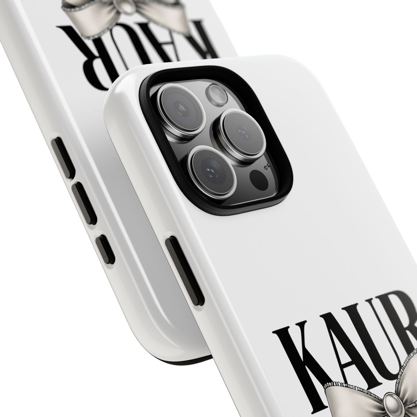 Stylish Phone Case with Bow Design, Personalized Gift, Trendy Mobile Accessory, Kaur Phone Cover, Unique Tech Gift